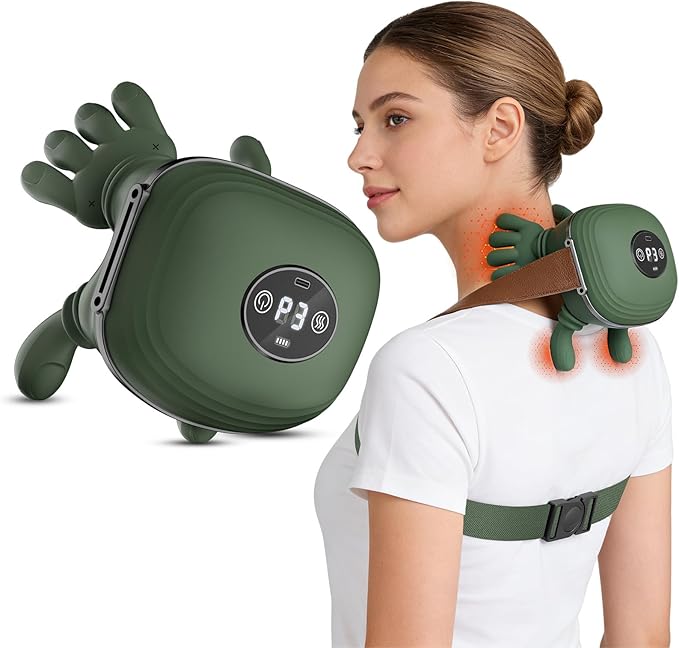 Deep kneading massage with soothing heat to help relax tense neck and shoulder muscles.