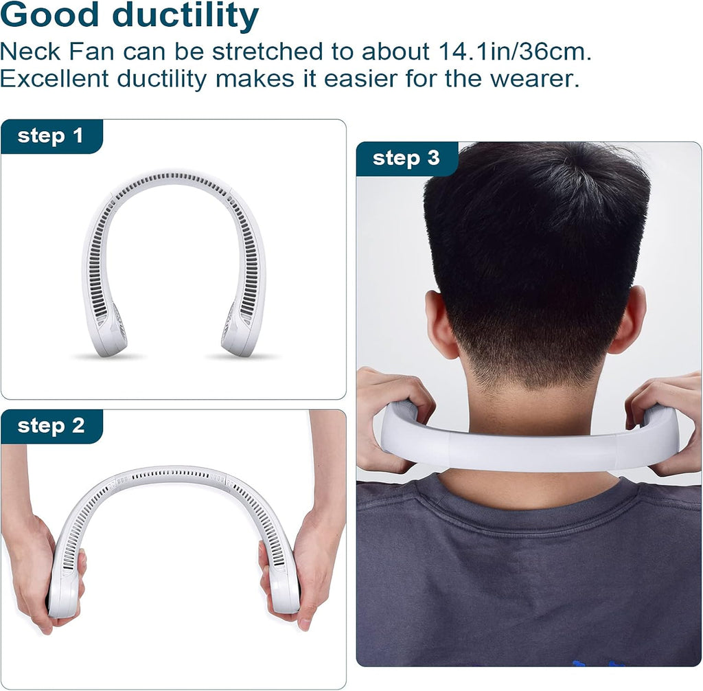 X5 Portable Bladeless Neck Fan, Rechargeable, 3 Speed Gear Adjustment, Outdoor Summer Wearable Hands-Free Fan