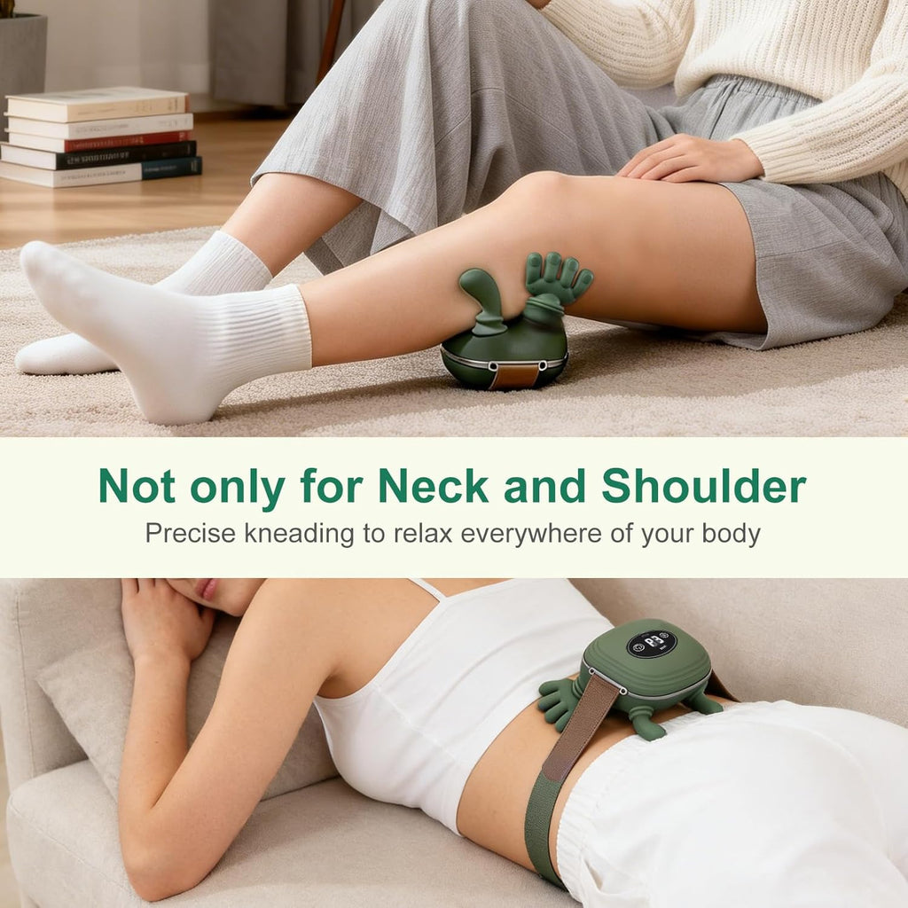 Deep kneading massage with soothing heat to help relax tense neck and shoulder muscles.