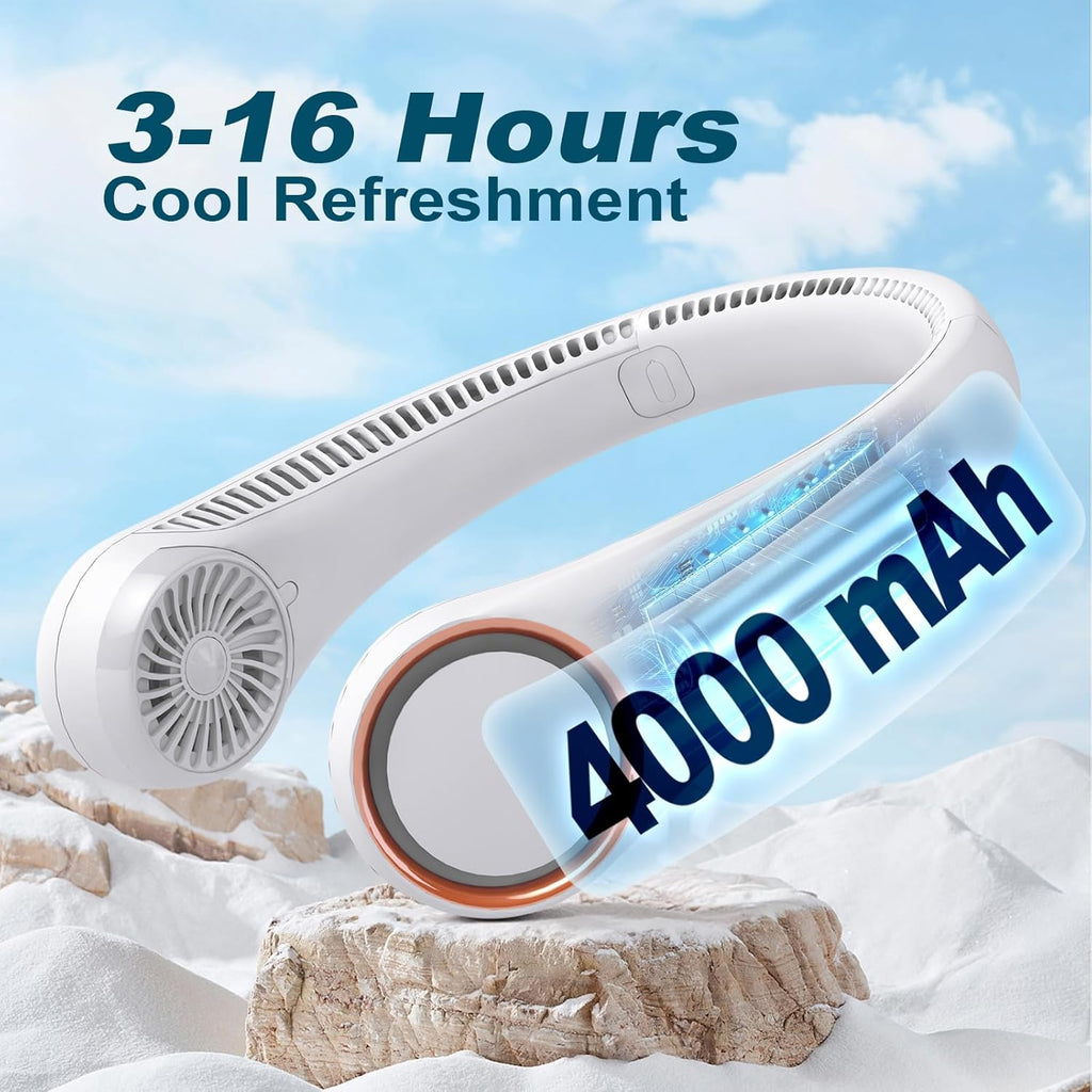 X5 Portable Bladeless Neck Fan, Rechargeable, 3 Speed Gear Adjustment, Outdoor Summer Wearable Hands-Free Fan
