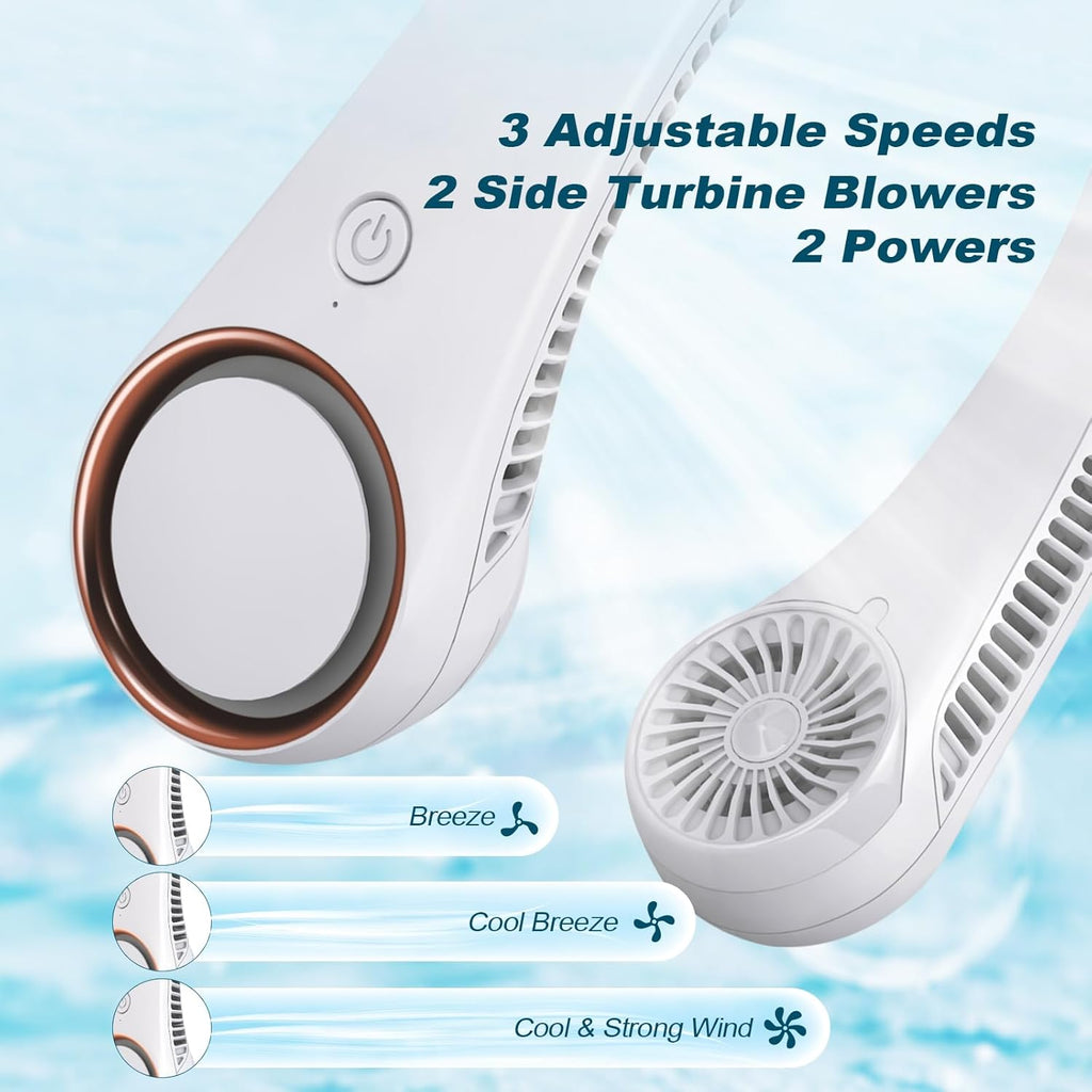 X5 Portable Bladeless Neck Fan, Rechargeable, 3 Speed Gear Adjustment, Outdoor Summer Wearable Hands-Free Fan